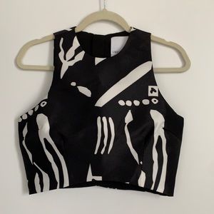 CMEO Collective Black/White Sleeveless Crop Top